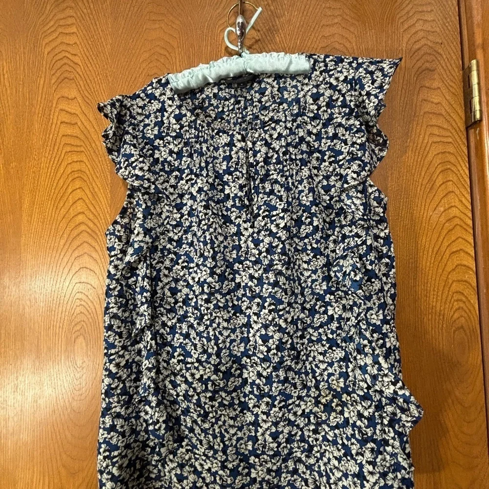 J. Crew Blue and White Floral Blouse